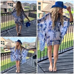 Beautiful Rhinestone Embellished Semisheer Beach Cover Up